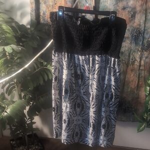 Elegant Strapless Black and White Dress